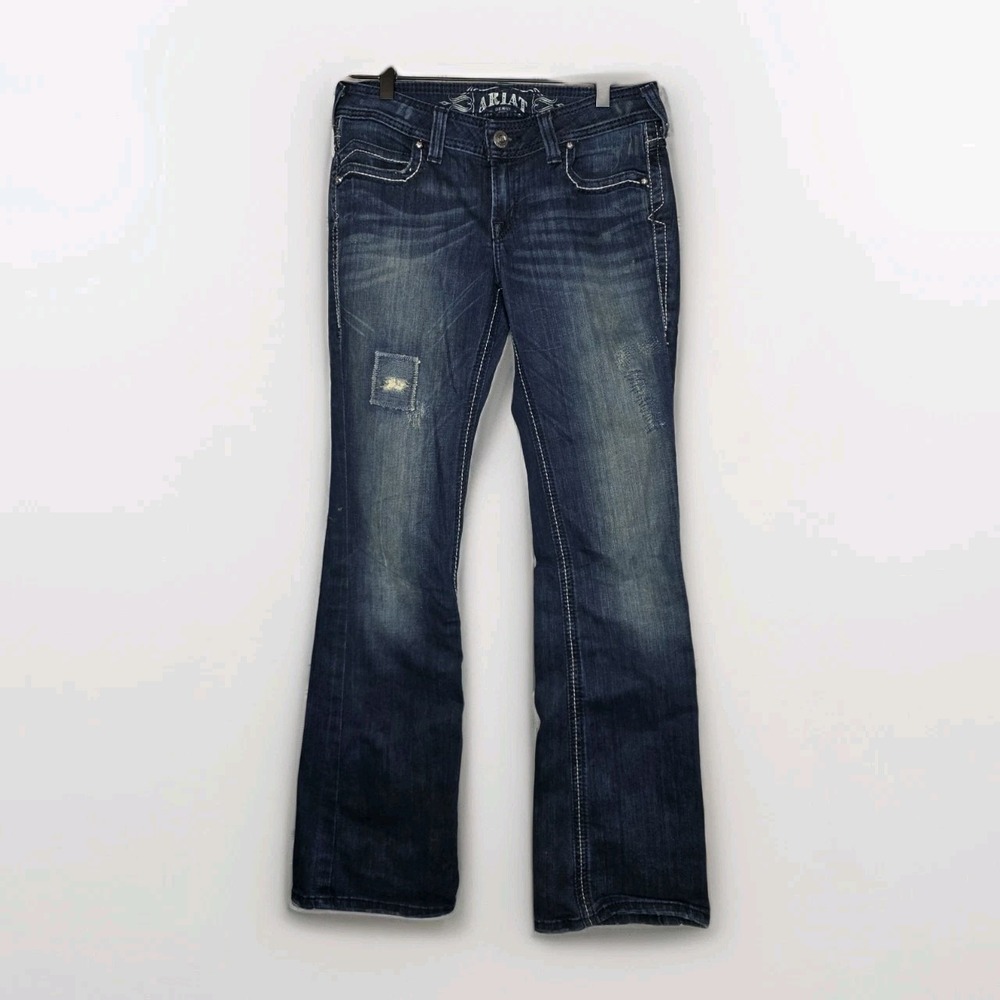 Ariat Ruby Bootcut Stretch Denim‎ Jeans Sz 27 R Thick Stitch Flap Pockets